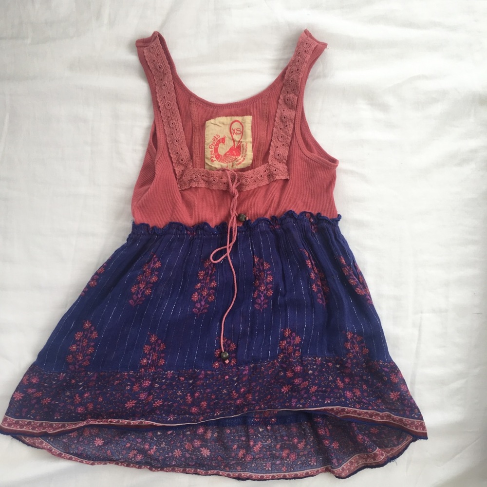 gorgeous free people pink and blue tank top